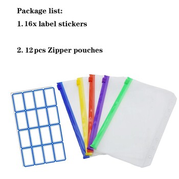 Clear Binder Pockets A5/A6 Binder Loose Leaf Bag Φάκελοι με καθαρό φερμουάρ για τσάντες αρχειοθέτησης εγγράφων θήκης βιβλιοδετικού σημειωματάριου με 6 δακτυλίους