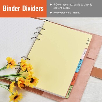 A6 Refillable Notebook Planner Organizer με 45 Refill Paper, 5 Binder Dividers, 160 Index Tabs with Ruler, 2 Binder Pocket