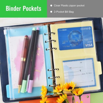 A6 Refillable Notebook Planner Organizer με 45 Refill Paper, 5 Binder Dividers, 160 Index Tabs with Ruler, 2 Binder Pocket