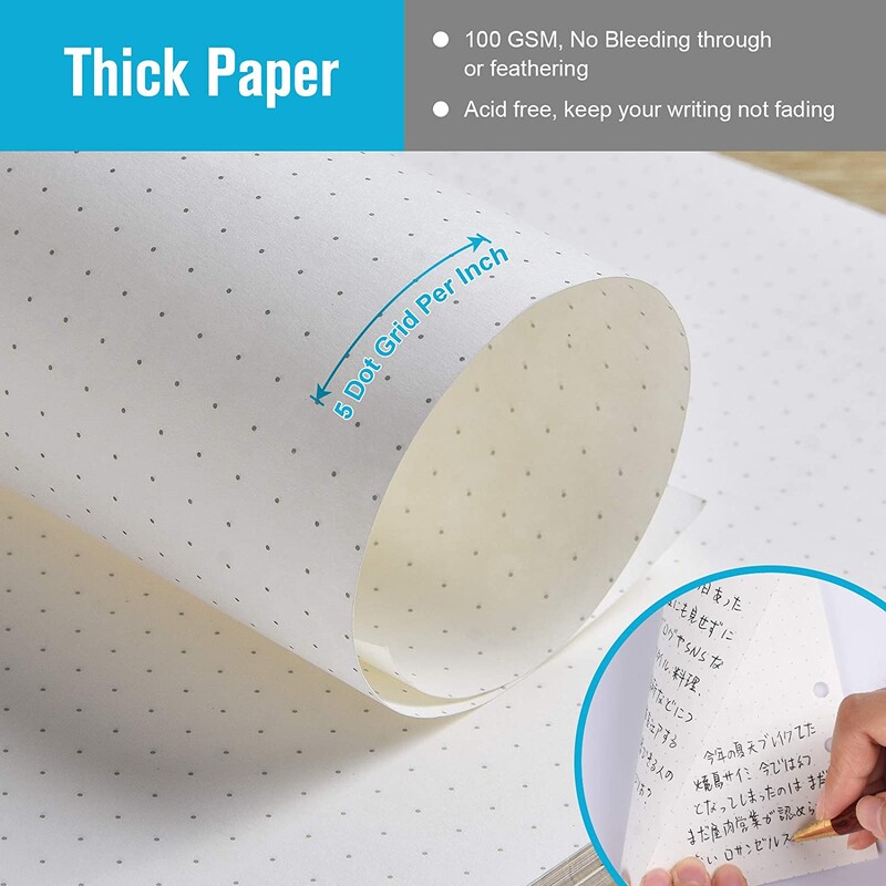 A6 kartotinai užpildomas užrašų knygelės planavimo laikiklis su 45 papildomu popieriumi, 5 segtuvų skirstytuvais, 160 rodyklės skirtukų su liniuote, 2 segtuvų kišenėmis