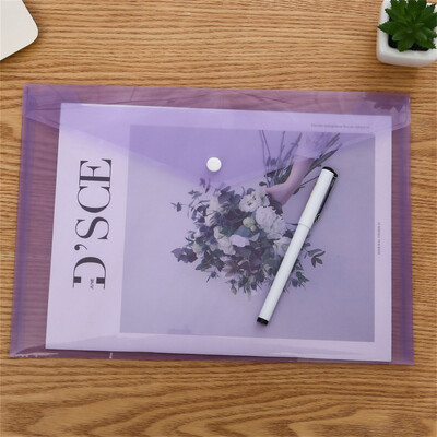 Чанта за файлове с копче, прозрачна пластмаса, формат A4, органайзер за документи, чанта за съхранение, джобни папки за информация за студенти, канцеларски материали