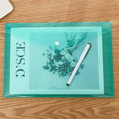 Чанта за файлове с копче, прозрачна пластмаса, формат A4, органайзер за документи, чанта за съхранение, джобни папки за информация за студенти, канцеларски материали