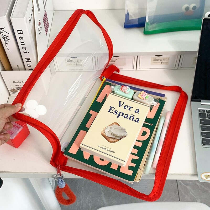 Geantă A4 pentru dosar cu fermoar PVC PP cu sclipici Transparentă Geanta organizatoare pentru dosar Geanta pentru dosare Suport pentru papetărie Rechizite de birou