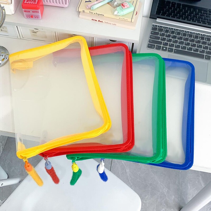 Geantă A4 pentru dosar cu fermoar PVC PP cu sclipici Transparentă Geanta organizatoare pentru dosar Geanta pentru dosare Suport pentru papetărie Rechizite de birou