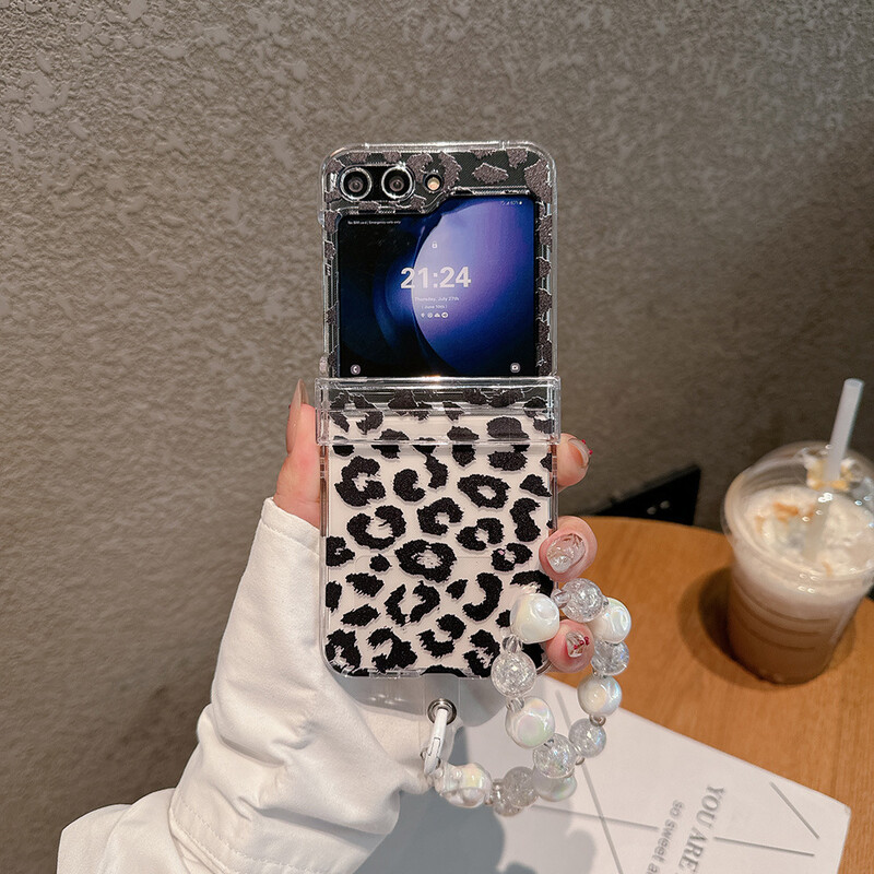 Moodne leopardimuster sobib Samsung Z Flip5 kokkupandava ekraaniga mobiiltelefoni ümbris Z Flip 4/3 Jaapani ja Korea koomiksitele