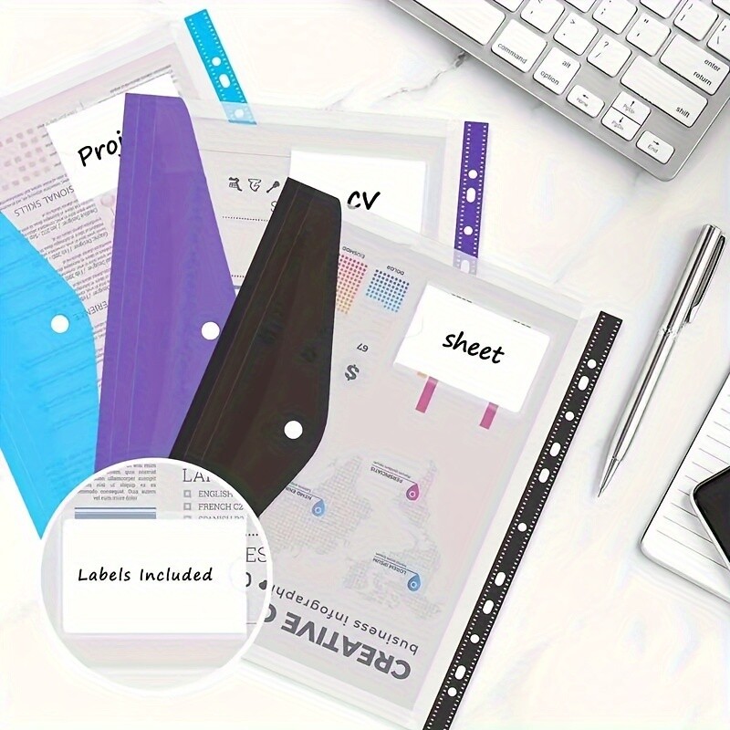 6-цветна хоризонтална чанта за файлове с 11 дупки, чанта за разширение на папка за файлове е 2/3/4 чанта за файлове с пръстен, чанта за файлове с бутон A4