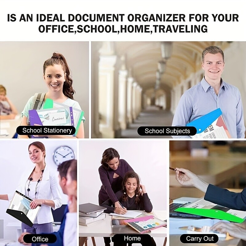6-цветна хоризонтална чанта за файлове с 11 дупки, чанта за разширение на папка за файлове е 2/3/4 чанта за файлове с пръстен, чанта за файлове с бутон A4