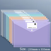 10 PCS пластмасови папки за документи, пластмасови пликове с размер A4 с щракващо затваряне, прозрачни папки за файлове, чанти за училищен офис