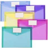SKYSONIC 5pcs/Lot A4 Snap File Bag Šarene PP plastične datoteke Uredska informacijska torba Bill Storage Organizator Držač pribora
