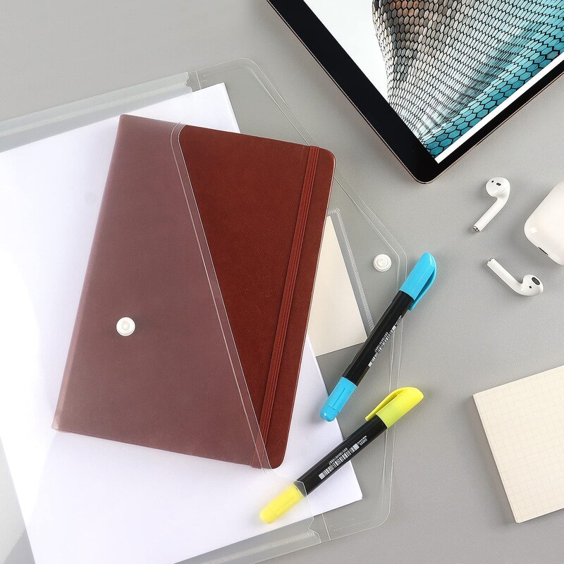 SKYSONIC 5pcs/Lot A4 Snap File Bag Šarene PP plastične datoteke Uredska informacijska torba Bill Storage Organizator Držač pribora