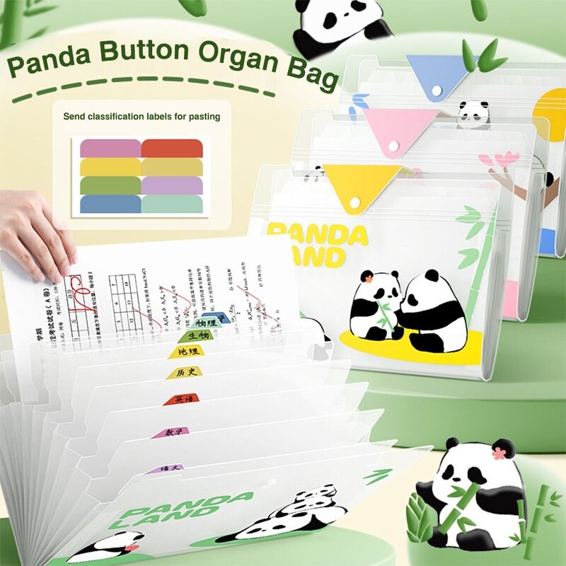 Modna torba za datoteke 5/8/12 džepova, proširenje, veliki kapacitet, portfolio s povjerljivim filmom Panda PP A4 mapa s datotekama Školski ured