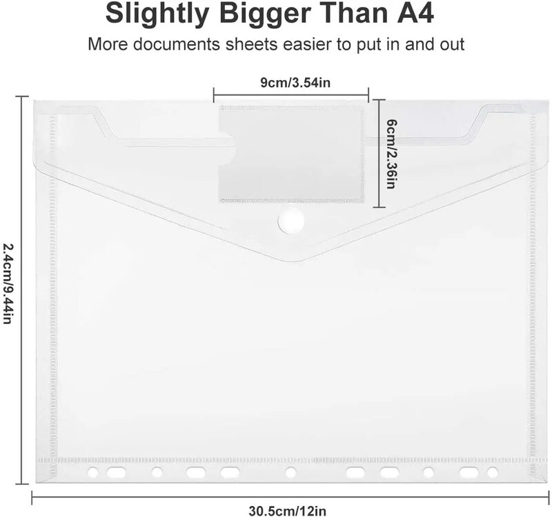 6 vnt A4 plastikinės padavimo kišenės, vandeniui atsparios 11 skylių skaidrios, didelio atsparumo perforuotos kišenės, skirtos mokyklinio gyvenimo biurui