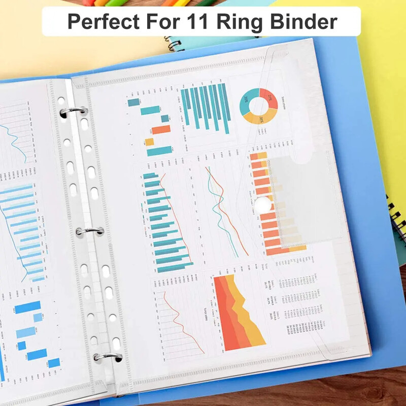 6 vnt A4 plastikinės padavimo kišenės, vandeniui atsparios 11 skylių skaidrios, didelio atsparumo perforuotos kišenės, skirtos mokyklinio gyvenimo biurui