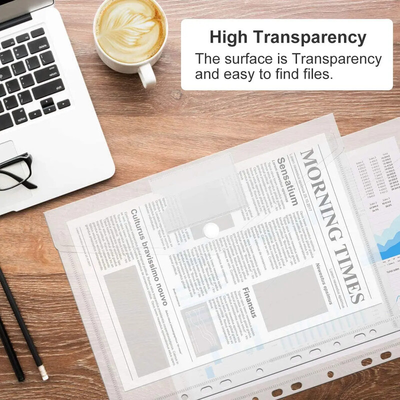 6 vnt A4 plastikinės padavimo kišenės, vandeniui atsparios 11 skylių skaidrios, didelio atsparumo perforuotos kišenės, skirtos mokyklinio gyvenimo biurui