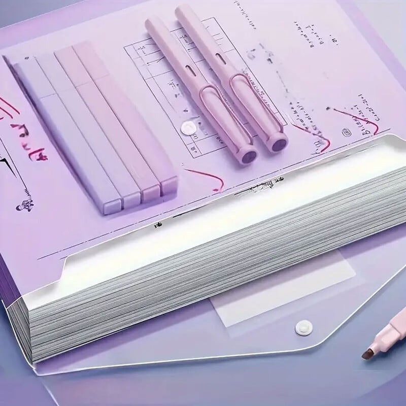 10vnt A4 permatomas plastikinis rinkmenų maišelis Dokumentų duomenų saugojimo maišelis su užspaudžiamu mygtuku Dokumentų popierių organizatorius Kanceliarinės prekės