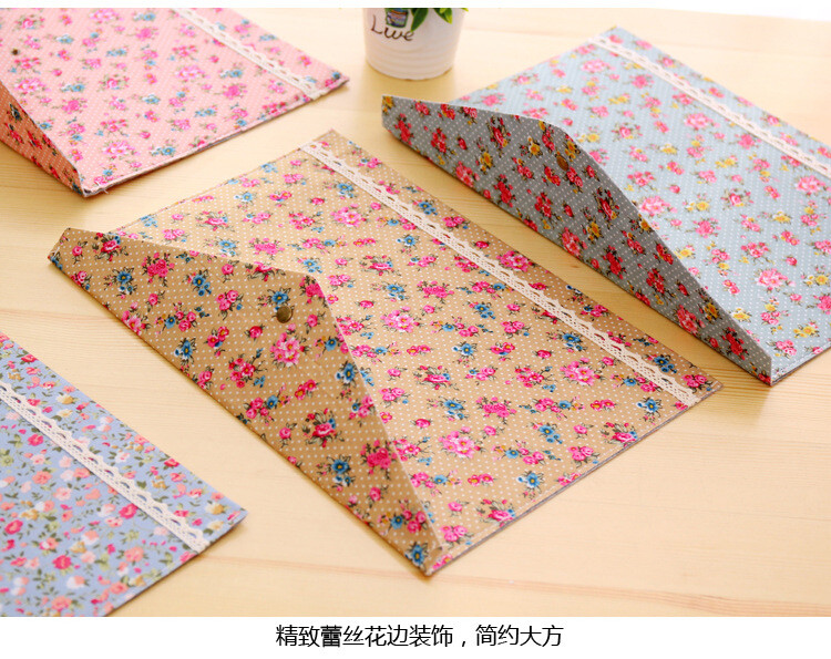 Pastoracinio stiliaus elegantiškas kartotekų maišelis, gėlių A4 formato rinkmenų laikymo krepšys, veltinio maišelis