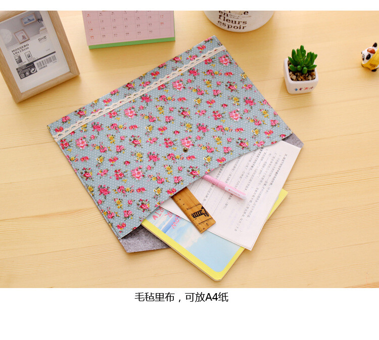 Pastoracinio stiliaus elegantiškas kartotekų maišelis, gėlių A4 formato rinkmenų laikymo krepšys, veltinio maišelis