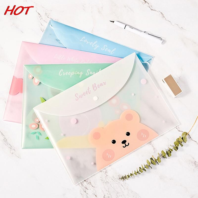 1 * Animacinio filmo permatomas laikymo krepšys studentams raštinės reikmenys PVC mielas, vandeniui atsparus nešiojamas informacinis krepšys biuro failo A4 krepšys