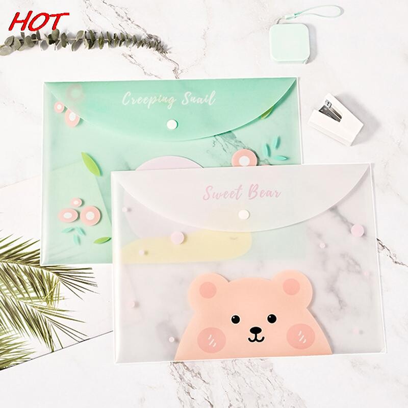 1 * Animacinio filmo permatomas laikymo krepšys studentams raštinės reikmenys PVC mielas, vandeniui atsparus nešiojamas informacinis krepšys biuro failo A4 krepšys