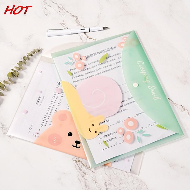 1 * Animacinio filmo permatomas laikymo krepšys studentams raštinės reikmenys PVC mielas, vandeniui atsparus nešiojamas informacinis krepšys biuro failo A4 krepšys