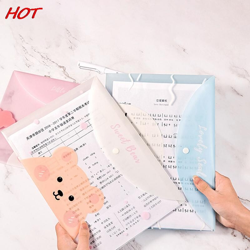 1 * Animacinio filmo permatomas laikymo krepšys studentams raštinės reikmenys PVC mielas, vandeniui atsparus nešiojamas informacinis krepšys biuro failo A4 krepšys