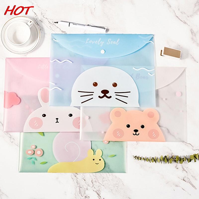 1 * Animacinio filmo permatomas laikymo krepšys studentams raštinės reikmenys PVC mielas, vandeniui atsparus nešiojamas informacinis krepšys biuro failo A4 krepšys