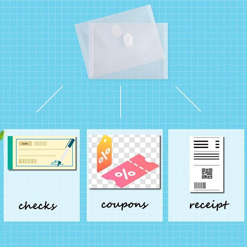 10 pakuočių A7 skaidraus plastiko mažas vokas su užsegimu ir kilpa 5 x 7 plokštuminis vokas namų biuro kvitui / čekiui / nuotraukoms