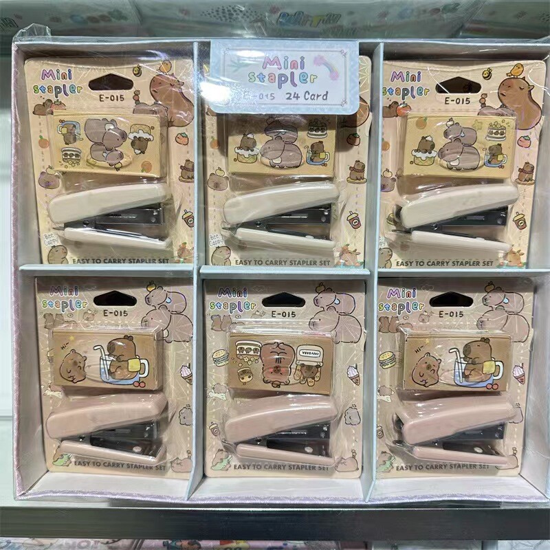 Set de mini capsatoare Capybara cu capse, 1 buc. Liant de hârtie cu desene animate, articole de papetărie, instrumente de legare pentru birou, rechizite școlare