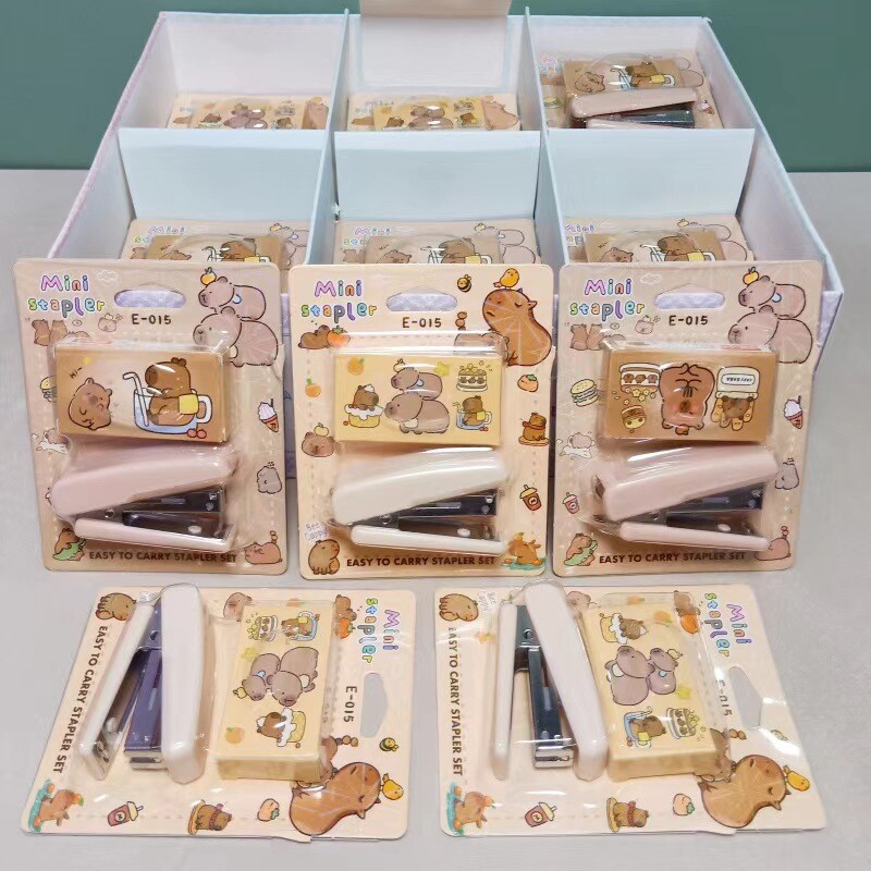 Set de mini capsatoare Capybara cu capse, 1 buc. Liant de hârtie cu desene animate, articole de papetărie, instrumente de legare pentru birou, rechizite școlare