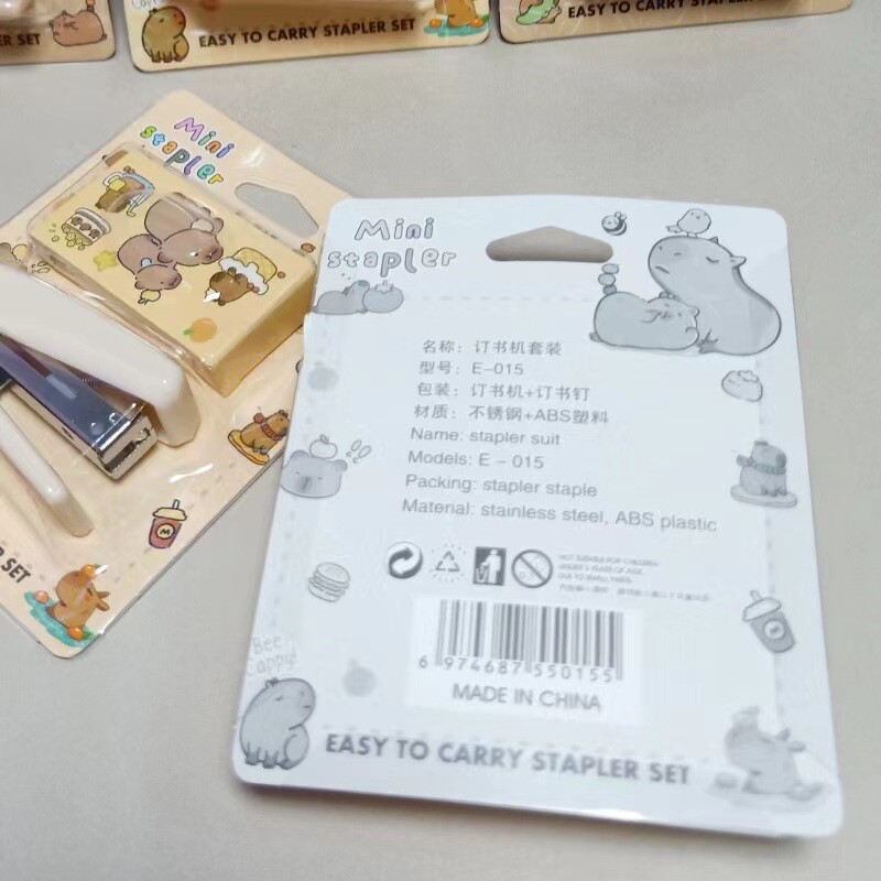 Set de mini capsatoare Capybara cu capse, 1 buc. Liant de hârtie cu desene animate, articole de papetărie, instrumente de legare pentru birou, rechizite școlare