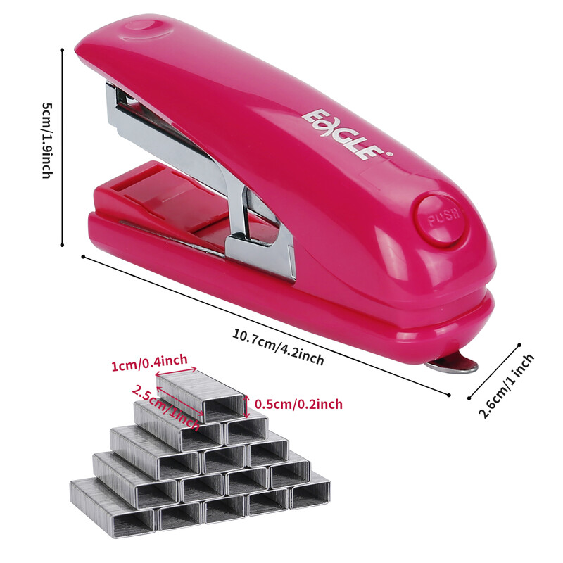 Mini capsator Eagle, capacitate de 10 coli, cu 1000 de capse gratuite nr. 10, dispozitiv de îndepărtare a capselor încorporat convenabil, rechizite școlare și de birou
