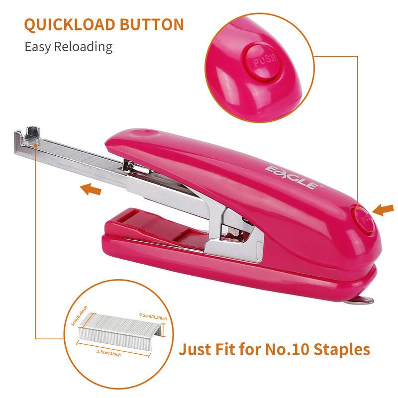 Mini capsator Eagle, capacitate de 10 coli, cu 1000 de capse gratuite nr. 10, dispozitiv de îndepărtare a capselor încorporat convenabil, rechizite școlare și de birou