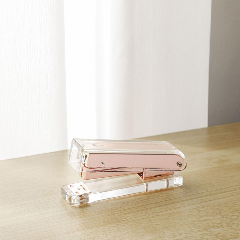 Capsator de birou auriu roz/aur Accesorii pentru papetărie Cadou Capsator standard acrilic transparent Capsator pentru acasă, școală, birou