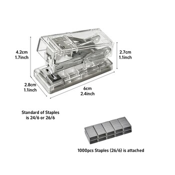 Μίνι διαφανές έγχρωμο συρραπτικό 1000 τμχ Σετ συρραπτικών 26/6 φορητό βιβλιοδέτη Εργαλεία βιβλιοδεσίας γραφείου School A7639