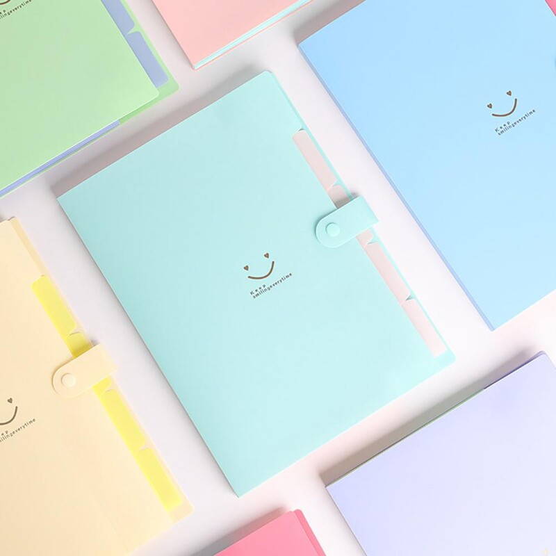 Stalo organizavimo priedas Daugiasluoksnis A4 formato failų tvarkyklės rinkinys, skirtas biuro kelionėms Smile Face Design Dokumentų rinkimas popieriui