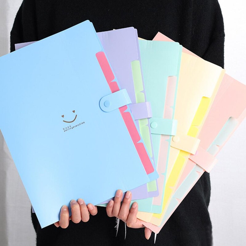 Stalo organizavimo priedas Daugiasluoksnis A4 formato failų tvarkyklės rinkinys, skirtas biuro kelionėms Smile Face Design Dokumentų rinkimas popieriui