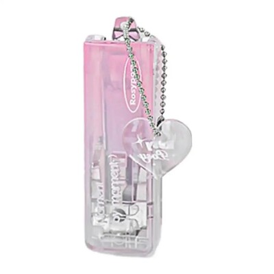 Мини сладък телбод Моден прозрачен преливащ цвят канцеларски телбод с висулка Преносим книговезки инструмент Ученически консумативи