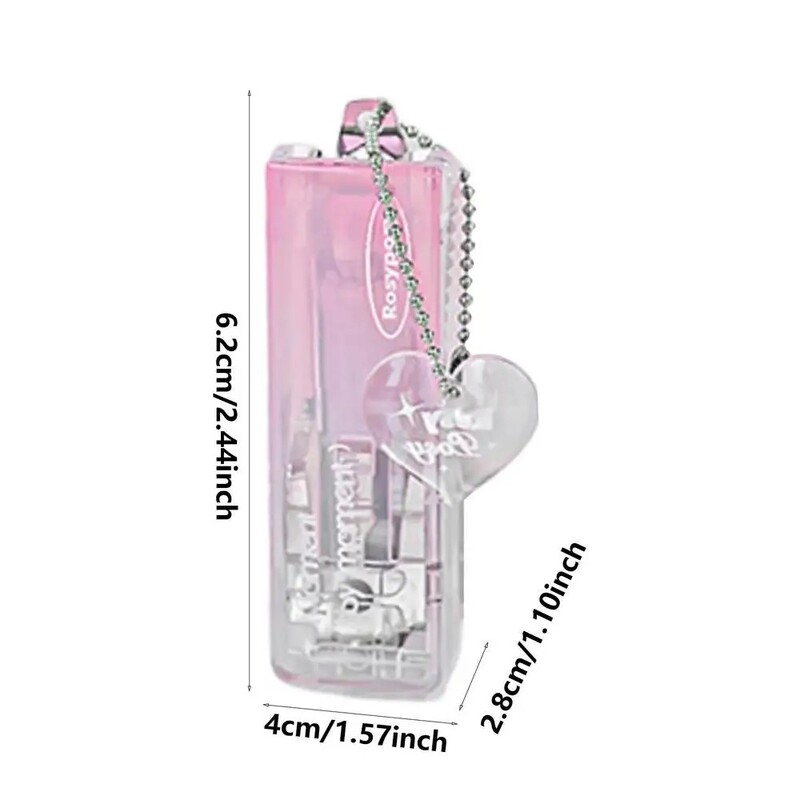 Мини сладък телбод Моден прозрачен преливащ цвят канцеларски телбод с висулка Преносим книговезки инструмент Ученически консумативи