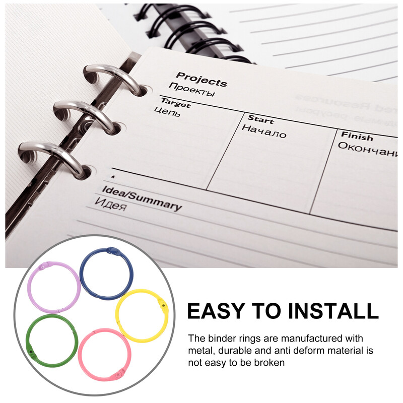 50 vnt Segtuvų žiedai Metaliniai knygų žiedai Segtuvų žiedai Knygų žiedai Flash kortelės Žiedai Kalendorius Apskritimai palaidų lapų žiedai