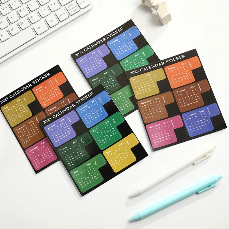 Nove naljepnice kalendara za 2025. Bilježnica Dnevnik Planer Indeks naljepnice Godišnji mjesečni raspored Oznake oznaka Kawaii oznake kalendara