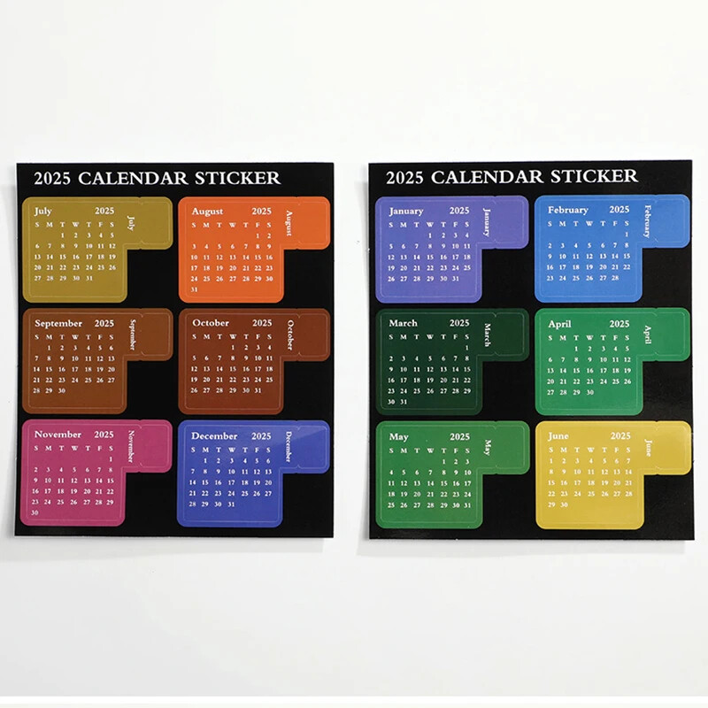 Nove naljepnice kalendara za 2025. Bilježnica Dnevnik Planer Indeks naljepnice Godišnji mjesečni raspored Oznake oznaka Kawaii oznake kalendara