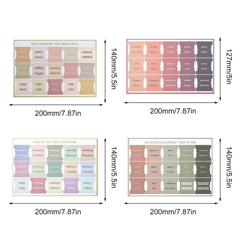 5 coli index biblic etichetă autocolant marcaj autocolante ușor de citit Biblie carte file imprimare mare file laminate biblice pentru studiu de citit