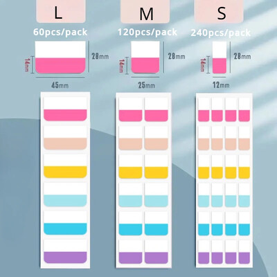 240/120/60PCS Многоцветни лепкави записваеми преместващи се индексни раздели Флагове за страници Маркери за книги Четене Училищни офис консумативи