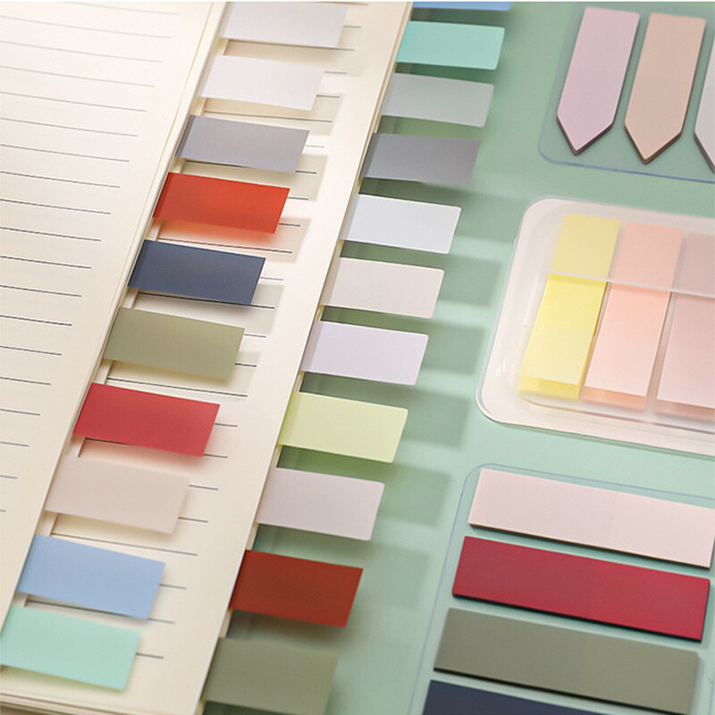 100 de coli Macaron Color Note Lipicioase Paster Autocolant Index Steaguri Puncte cheie Etichetă Semn de carte Rechizite de birou pentru școală Papetarie