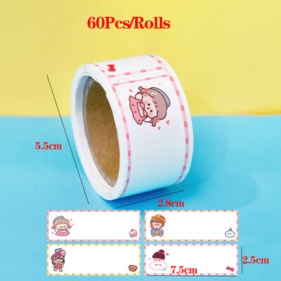 60 vnt. / ritinėliai Juostelės pavadinimo etiketės lipdukai vaikams mokyklos raštinės reikmenys vandens butelis Kawaii pranešimų rodyklės etiketės Lipnus lipdukas vaikams