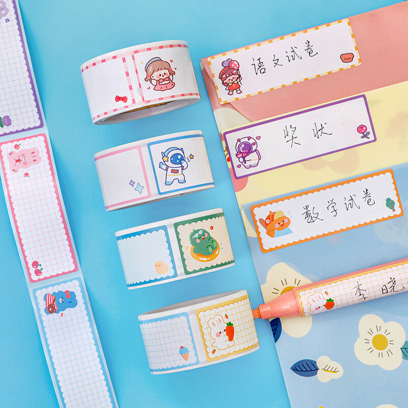 60 vnt. / ritinėliai Juostelės pavadinimo etiketės lipdukai vaikams mokyklos raštinės reikmenys vandens butelis Kawaii pranešimų rodyklės etiketės Lipnus lipdukas vaikams