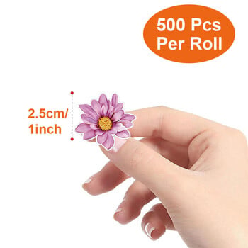 Αυτοκόλλητα 500Pcs/Roll Vivid Butterfly Flowers 2,5cm/1,0inch Diy Αυτοκόλλητα Διακοσμητικά Χρήση για διακόσμηση δώρων Ετικέτες σφραγίδων για φορητό υπολογιστή βραστήρα τηλεφώνου