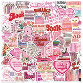 50 vnt. Pink Smut Bookish Reader lipdukas Estetinė meilė mielos mergaitės lipdukai, skirti Kindle Ipad telefono nešiojamojo kompiuterio dienoraščio dekoro lipdukų paketui