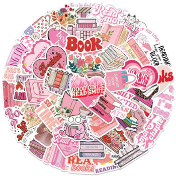 Αυτοκόλλητο 50PCS Pink Smut Bookish Reader Aesthetic Love Χαριτωμένα αυτοκόλλητα για κορίτσια για φορητό υπολογιστή Kindle Ipad Διακοσμητικό πακέτο αυτοκόλλητων