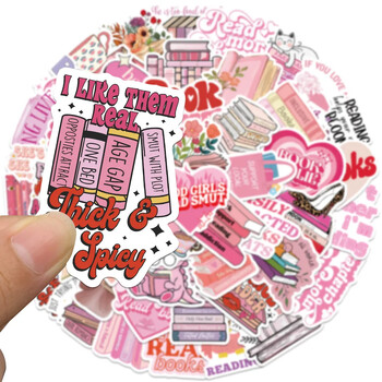 Αυτοκόλλητο 50PCS Pink Smut Bookish Reader Aesthetic Love Χαριτωμένα αυτοκόλλητα για κορίτσια για φορητό υπολογιστή Kindle Ipad Διακοσμητικό πακέτο αυτοκόλλητων